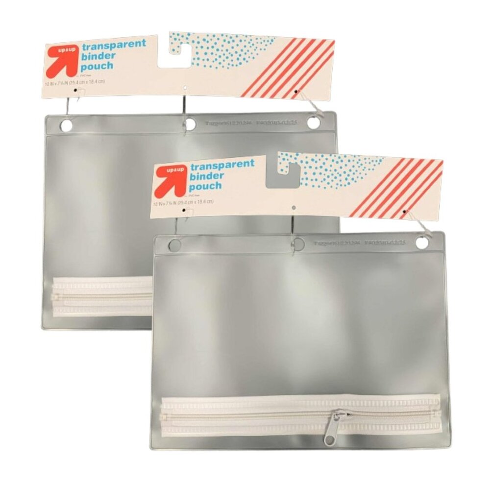 Up and Up Transparent Binder Pouch Clear 2pk